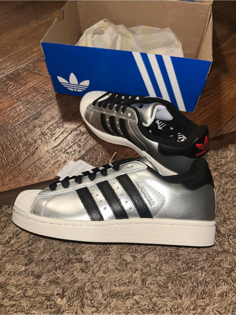 Brand New Adidas Superstar II Metallic Silver Sneakers